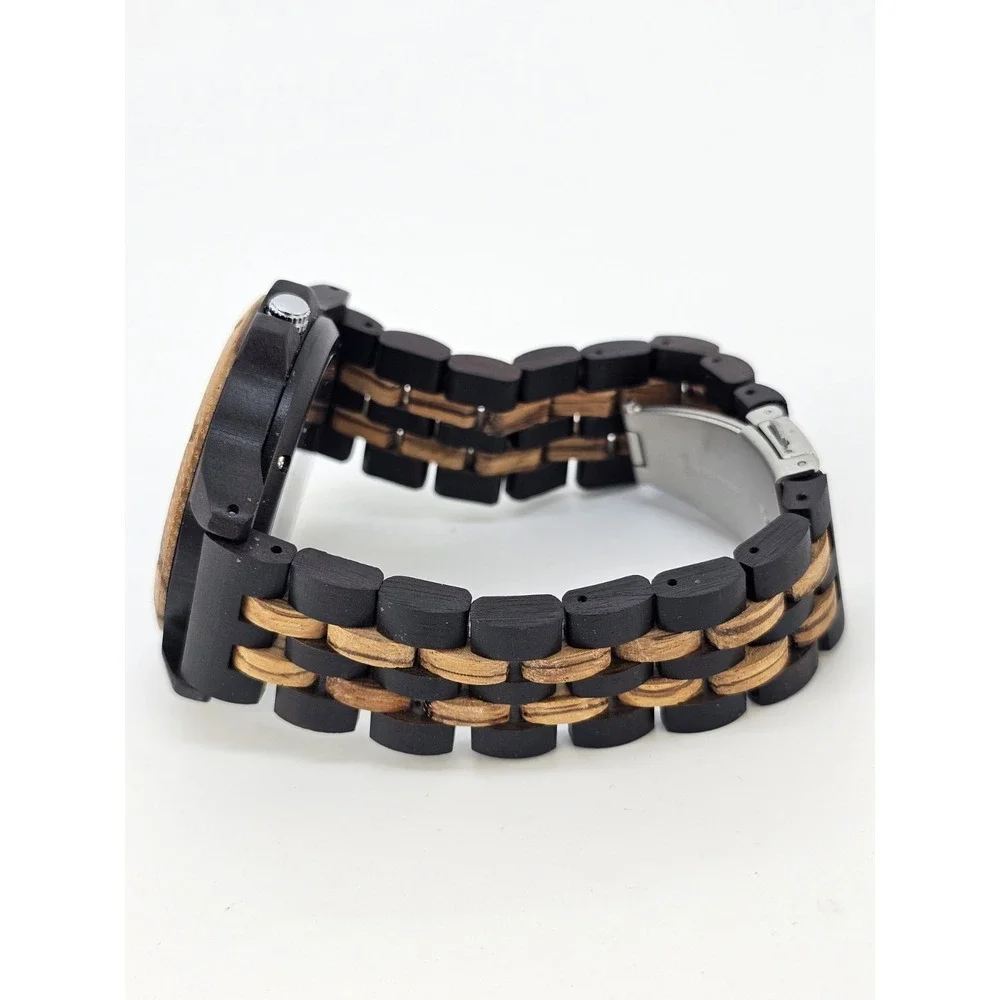 Men's Analog Wood Watch 46MM Dark Brown Bracelet Band 8
